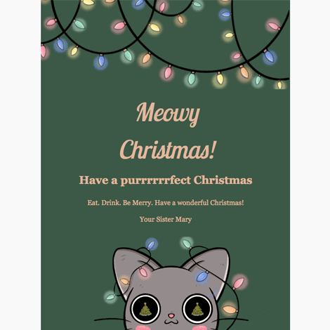 Christmas Cat Tree Lights eCard